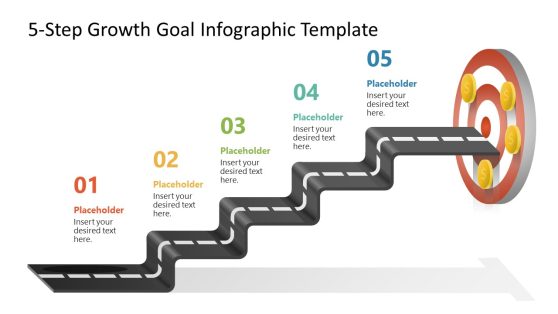 Editable Free 5-Step Growth Goal Infographic PowerPoint Slide 