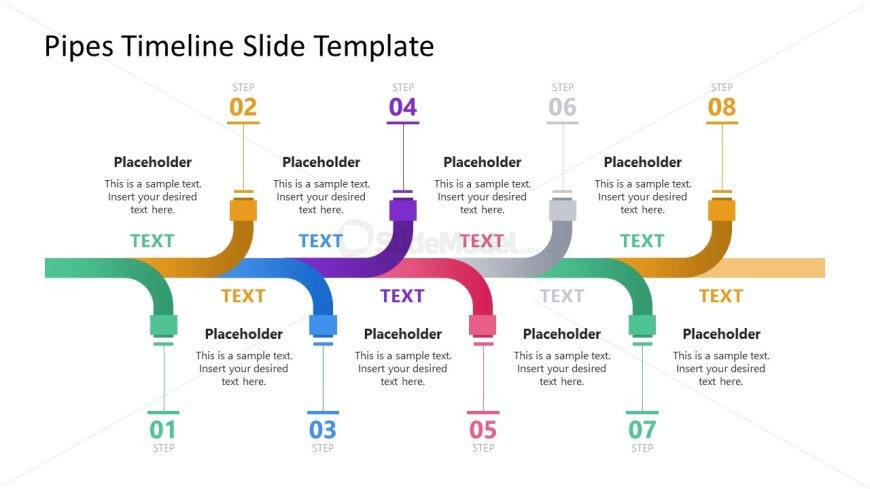 Free 8-Item Pipes Timeline PPT Template