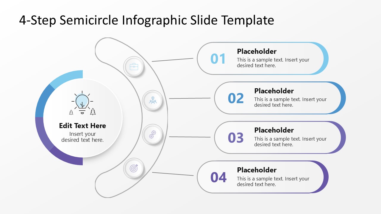 Free 4-Step Semi-circle PPT Slide Template
