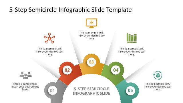 Editable 5-Step Semicircle Infographic Presentation Template