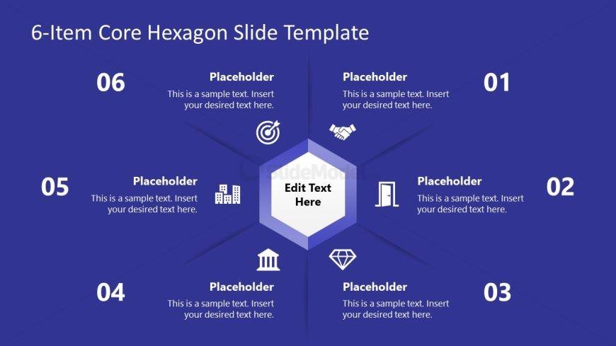 Hexagon Core Free Download PowerPoint Template with 6 Items