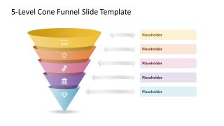 Editable Free 5-Level Cone Funnel PowerPoint Slide 