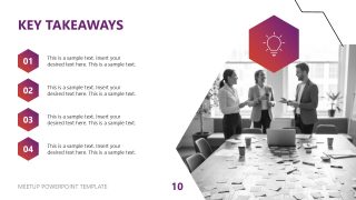 Key Takeaways Slide for Business Meetup Template