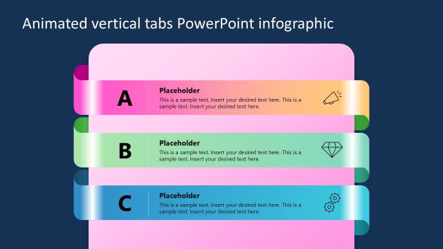 Free Animated 3 Steps Vertical Tabs PowerPoint Diagram