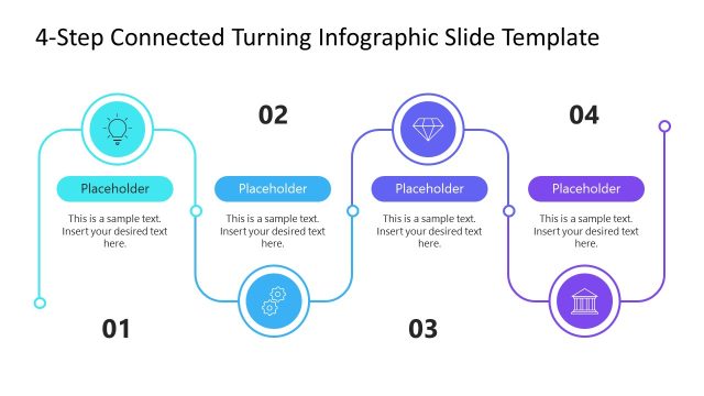 Free 4-Step Connected Turning Infographic PPT Presentation Slide
