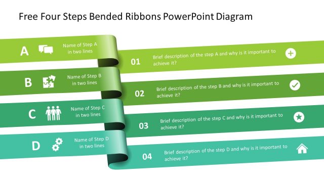 Free Four Bended Ribbons PowerPoint Design