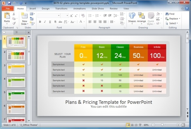 Plans And Pricing Template For PowerPoint