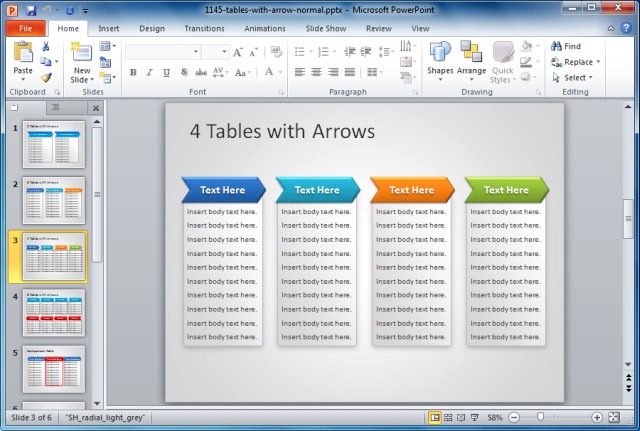 Tables With Arrows Template For PowerPoint