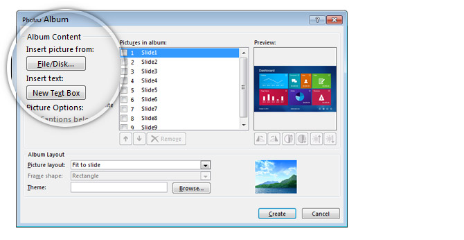 Using Photo Album to Insert Pictures in PowerPoint