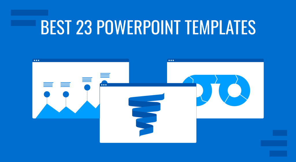 Cover for the best 23 PowerPoint templates selected by SlideModel.com