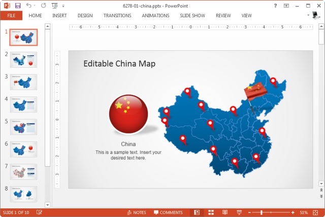 editable china map template for powerpoint