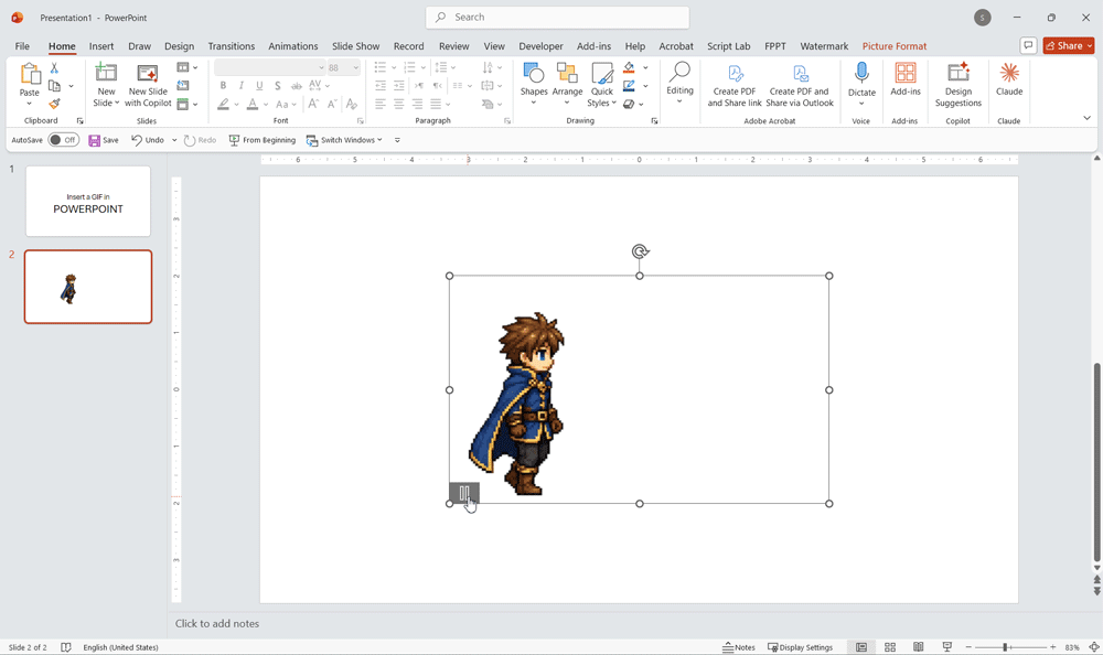 Example of GIF Animation inserted in PowerPoint