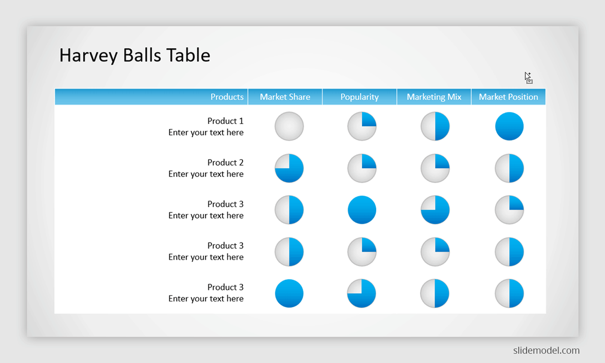 Harvey Ball Example in PowerPoint Table