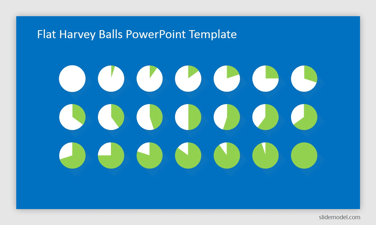 Harvey Balls PowerPoint Template in Blue