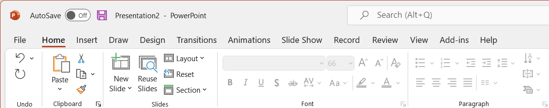 Microsoft PowerPoint Tabs