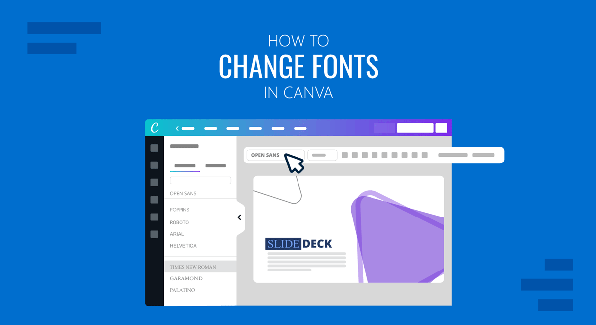 Cover for How to Change Fonts in Canva guide by SlideModel