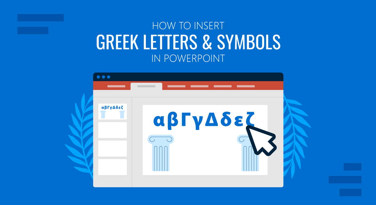 Cover for How to Insert Greek Letters & Symbols in PowerPoint by SlideModel