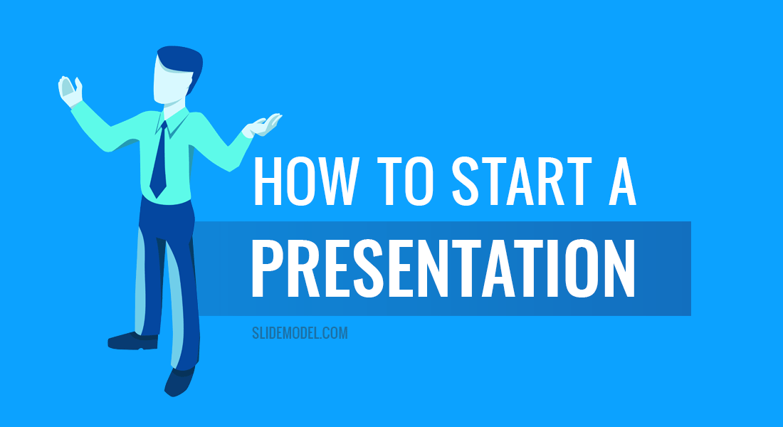 Cover image of a How to Start a Presentation article with an illustration of a presenter giving a speech.