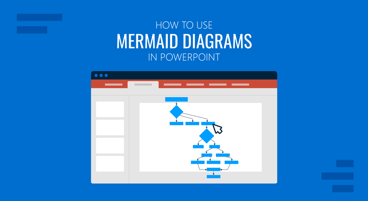 Cover for How to Use Mermaid Diagrams in PowerPoint guide by SlideModel