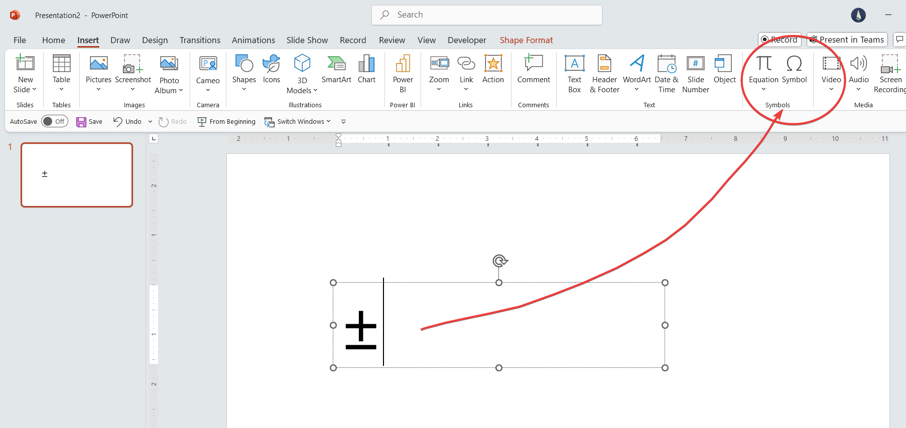 How to Insert a Plus Minus Symbol in PowerPoint