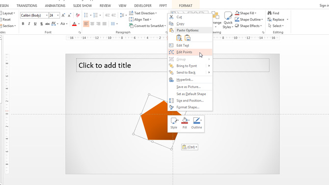 Edit Shape Points Menu of PowerPoint