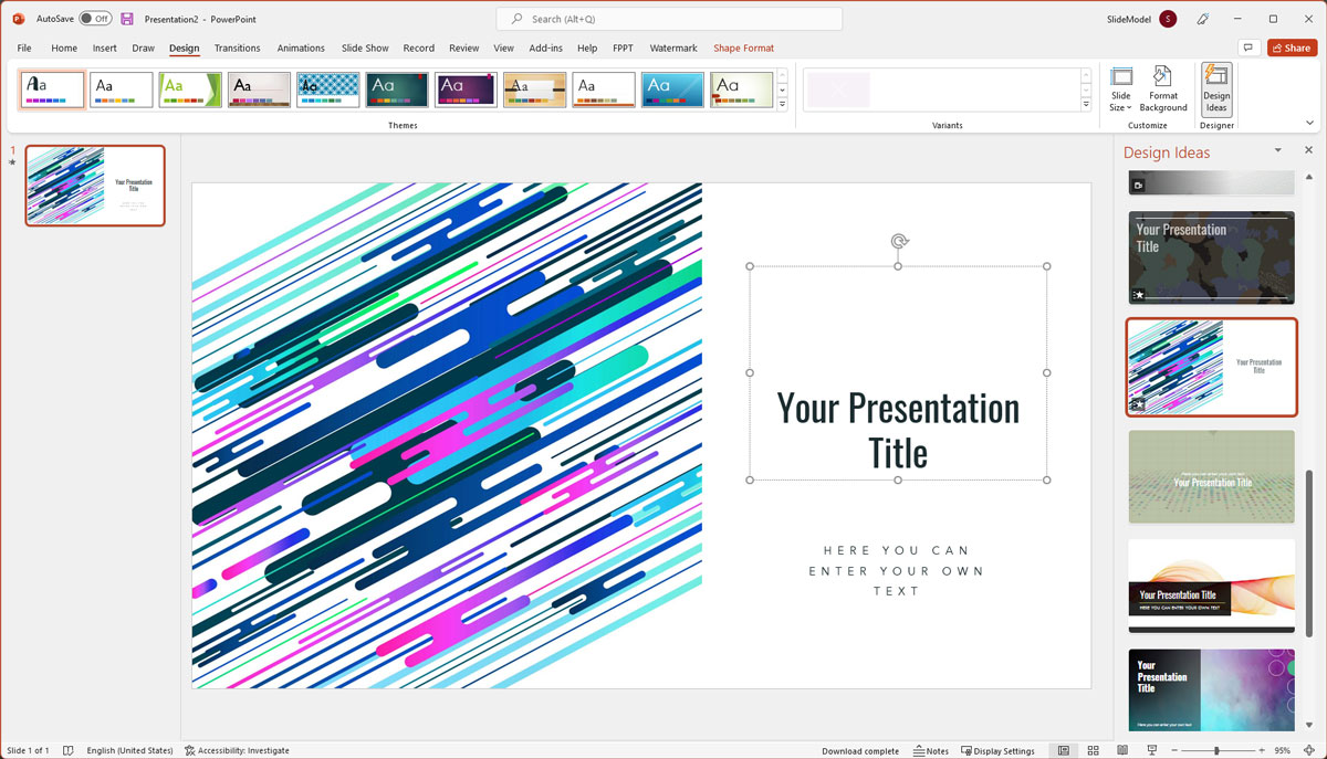 Presentation Design Idea with diagonal lines
