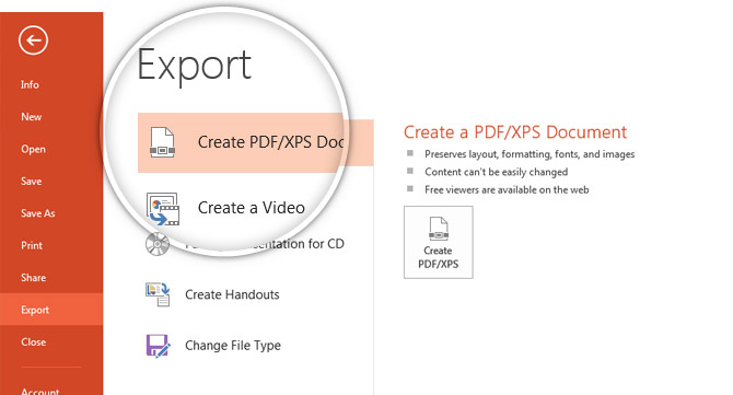 microsoft save as pdf or xps