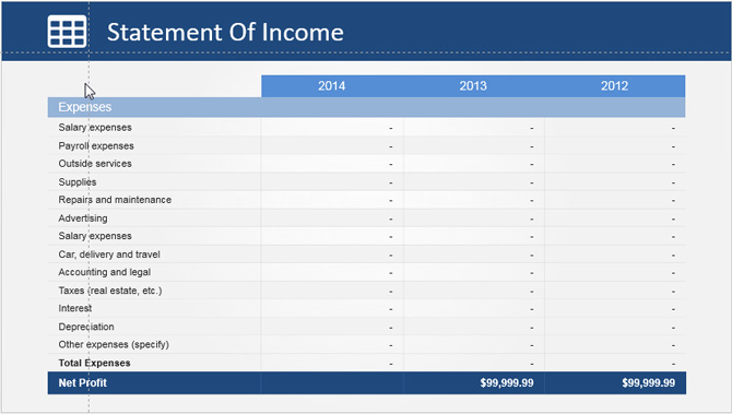 Statement Of Income Expenses