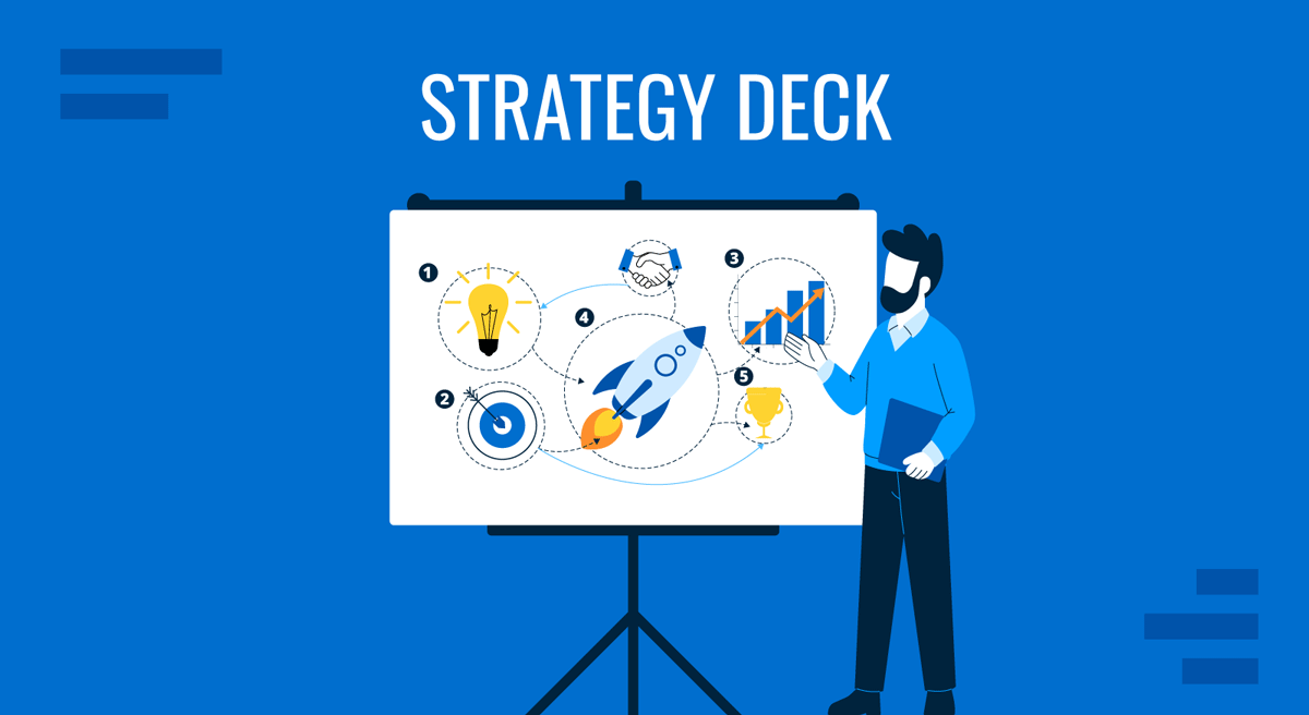 Cover for How to Create a Strategy Deck Presentation guide by SlideModel